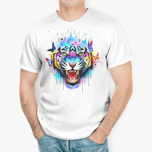 Colorful Butterfly Lion Men's T-shirt Funny Graphic Tee T-shirts