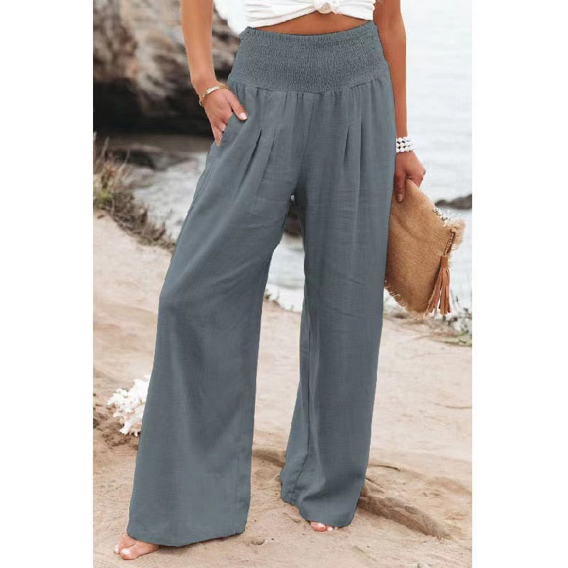 Désir Linen Trousers - Pantalona Model with Pockets