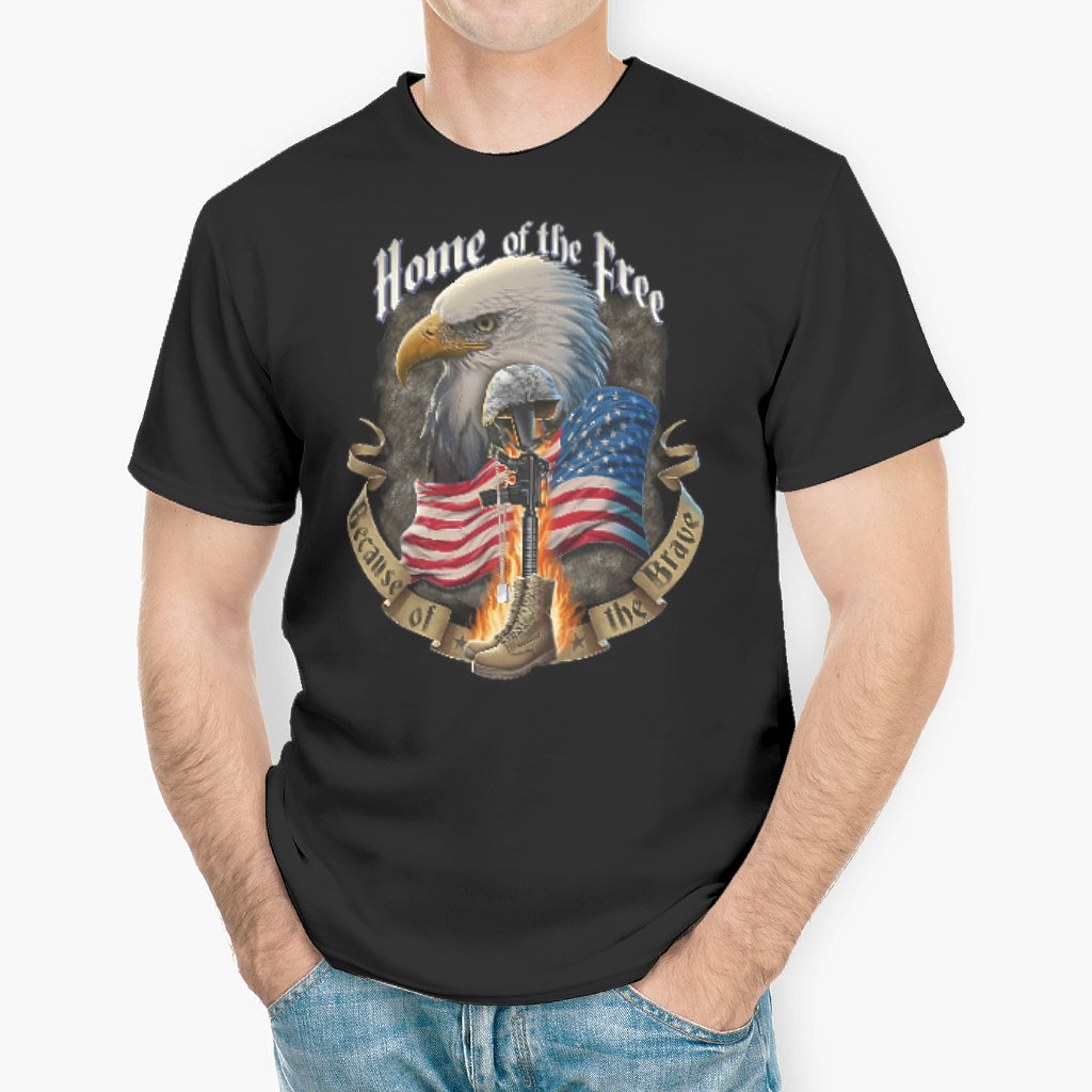 Home Of The Free Because Of The Brave Mens Shirt Short Sleeve Eagle Printed T-shirts Tee